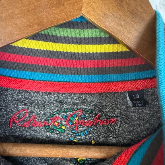 Robert Graham Designer Dark Heather Gray Casual Quarter Zip Sweater Mens LARGE - Picture 3 of 8